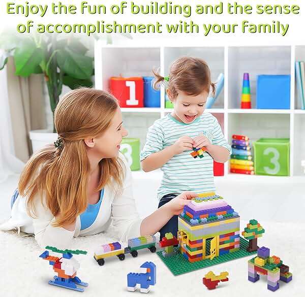 1100 Pieces Building Bricks, Compatible with Lego Classic Building Blocks Bulk with Baseplates, Doors Windows and Wheels, STEM Creative Construction Toys for 6 7 8 9 10 11 12 Year Old - Image 2