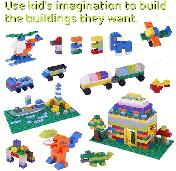1100 Pieces Building Bricks, Compatible with Lego Classic Building Blocks Bulk with Baseplates, Doors Windows and Wheels, STEM Creative Construction Toys for 6 7 8 9 10 11 12 Year Old - Image 4
