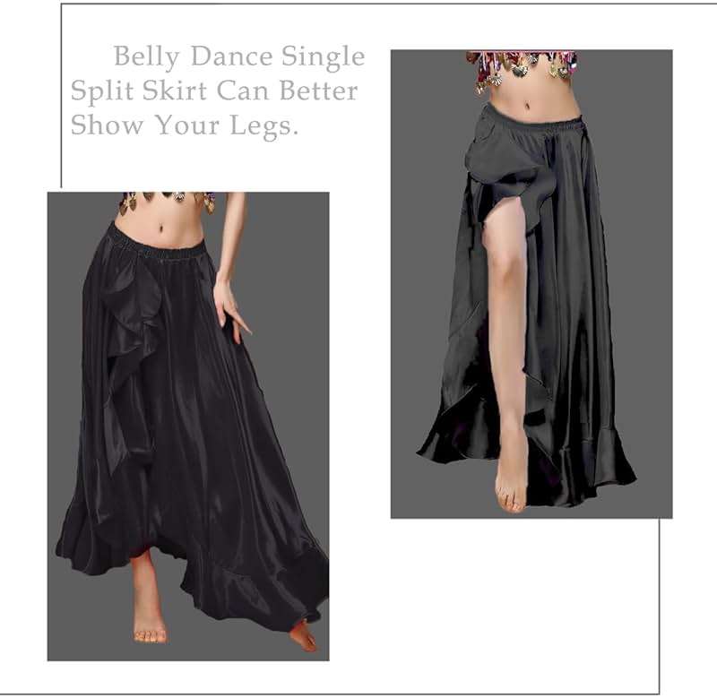 Women's Belly Dance Dyeing Performance Long Skirts with Single Split Design Dance Skirt - Image 3