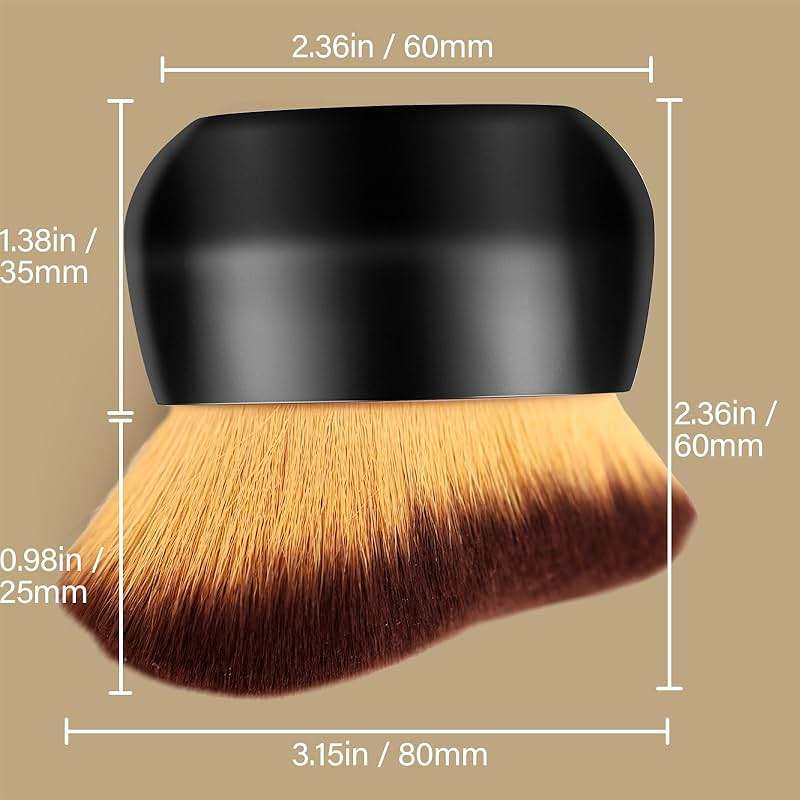Extra Large Body Makeup Brush For Self Tanner, Leg Makeup &Bronzer Blend,75 mm Wide-headed Kabuki Brush Provides More Even &Pretty Application, Oval Face&Back Makeup Brush, Wet&Dry Use- Black - Image 4