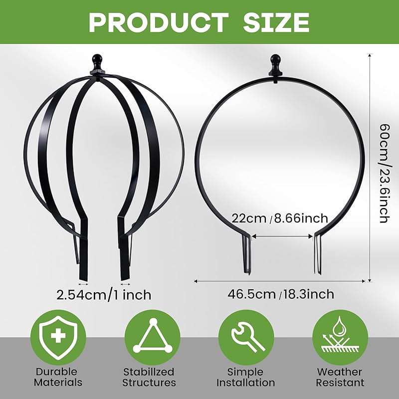 YOHSNOR Set of 2 Metal Garden Trellis Obelisks - Durable Black Powder Coated Round Climbing Frames for Plants - Ideal Decorative Support for Flowers & Vines - Ideal for Indoor & Outdoor Gardens - Image 2