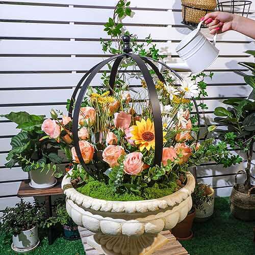 YOHSNOR Set of 2 Metal Garden Trellis Obelisks - Durable Black Powder Coated Round Climbing Frames for Plants - Ideal Decorative Support for Flowers & Vines - Ideal for Indoor & Outdoor Gardens - Image 3