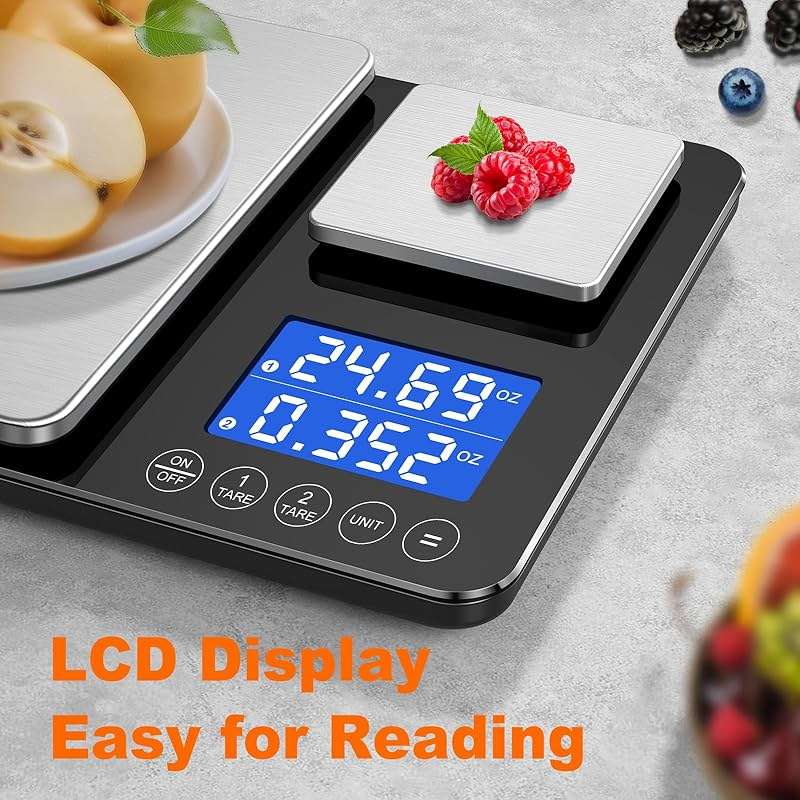 KUAIVO 0.001oz/33lbs Dual Platform Food Kitchen Scales Digital Weight Grams and Ounces, Two Precisions Kitchen Scale for Sourdough Bread, Baking and Cooking with 7 Units Tare, Accumulation Functions - Image 5