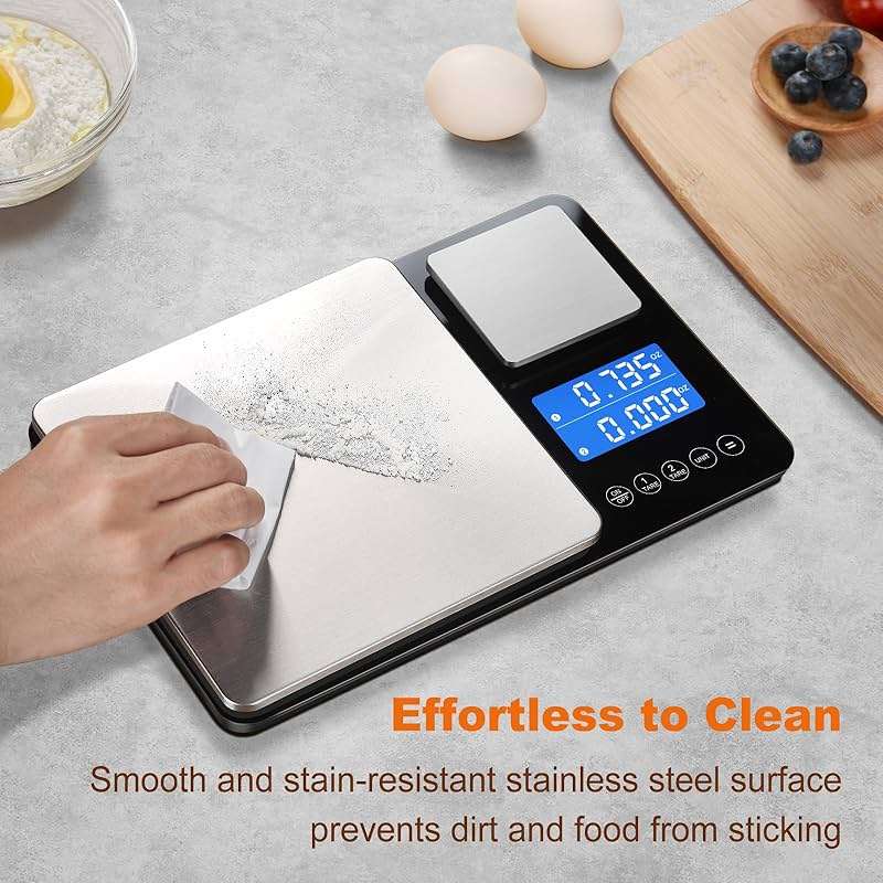 KUAIVO 0.001oz/33lbs Dual Platform Food Kitchen Scales Digital Weight Grams and Ounces, Two Precisions Kitchen Scale for Sourdough Bread, Baking and Cooking with 7 Units Tare, Accumulation Functions - Image 6