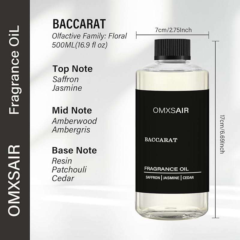 Baccarat Hotel Diffuser Oil Inspired by Baccarat NY hotel 16.9Fl Oz(500ml) - Hotel Fragrance Diffuser Oil & Home Luxury Scents - Saffron, Cedar,Ambergris Essential Oils Blend for Aromatherapy Diffuser - Image 2
