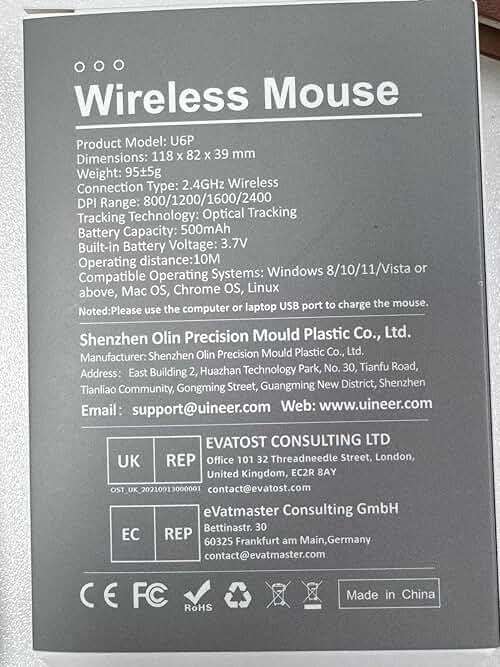 Uineer Wireless Ergonomic Mouse, Bluetooth Mice (BT4.0/5.0 and 2.4G) Rechargeable Vertical Mouse, 3 Multi-Device Connectivity for PC/Mac/Laptop/Computer, 4 DPI Quiet Clicks for Office, Home-Black - Image 10