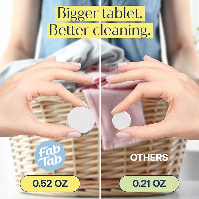 Fab Tab Laundry Detergent Tablets, Clean Ingredients, Sensitive Skin Friendly, Powerful & Gentle Clean, Unscented, Plastic-Free Alternative to Liquids, Laundry Pods and Sheets, 40 Count. - Image 4
