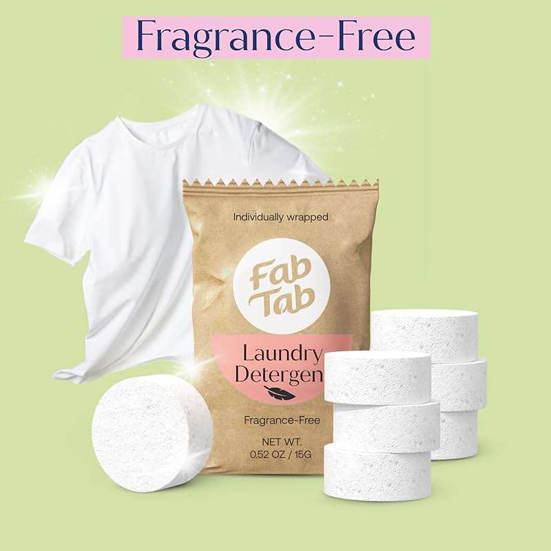 Fab Tab Laundry Detergent Tablets, Clean Ingredients, Sensitive Skin Friendly, Powerful & Gentle Clean, Unscented, Plastic-Free Alternative to Liquids, Laundry Pods and Sheets, 40 Count. - Image 7