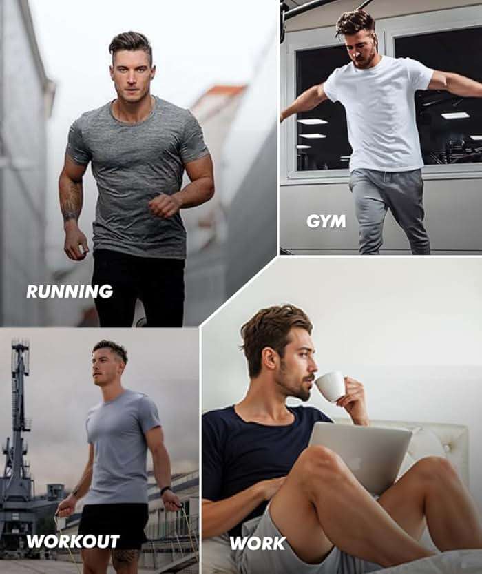 BOOJO 5 Pack Workout Shirts for Men-Quick Dry Black Gym Moisture Wicking Short Sleeve T-Shirts for Running Athletic Casual - Image 5