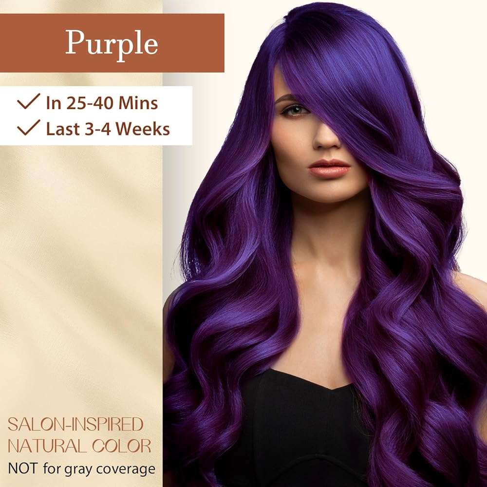 Msktasy Purple Hair Dye Shampoo, 3 in 1 Argan Oil Hair Color Shampoo for Women Men, Long-Lasting & Natural-Looking vibrant Color, Easy to Use, Champu Para Canas, Para el Cabello, 500 Ml - Image 2