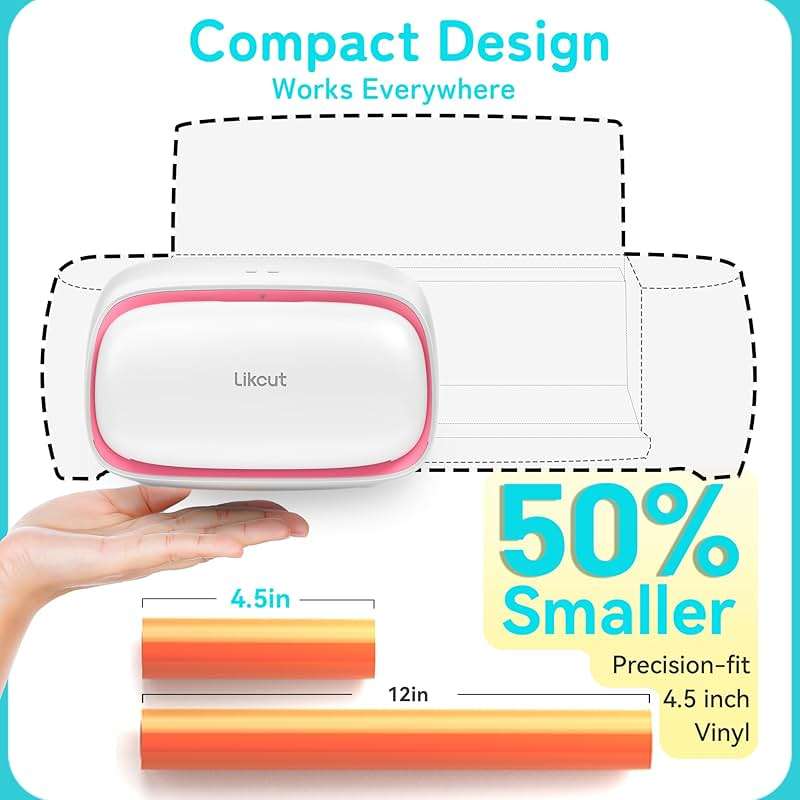 Likcut Vinyl Cutter Machine, Upgrade Cutting Machine Glee S501 for DIY Joy, Portable Smart Cutting Tool for Crafter, Sticker Decal Maker Printing for Family & School Fun Projects and Decorations, Pink - Image 6