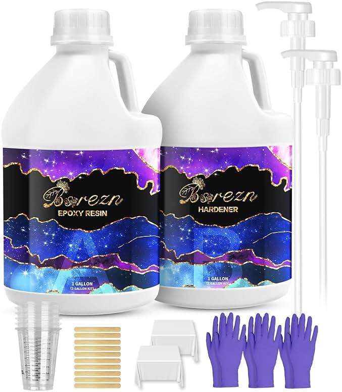 Bsrezn 2 Gallon Epoxy Resin Kit with Pumps – Crystal Clear, Bubble-Free, No Yellowing, Self-Leveling, Mix 1:1 Epoxy Resin for Art, Crafts, Wood, and Resin Molds (1 Gallon x 2) - Image 1