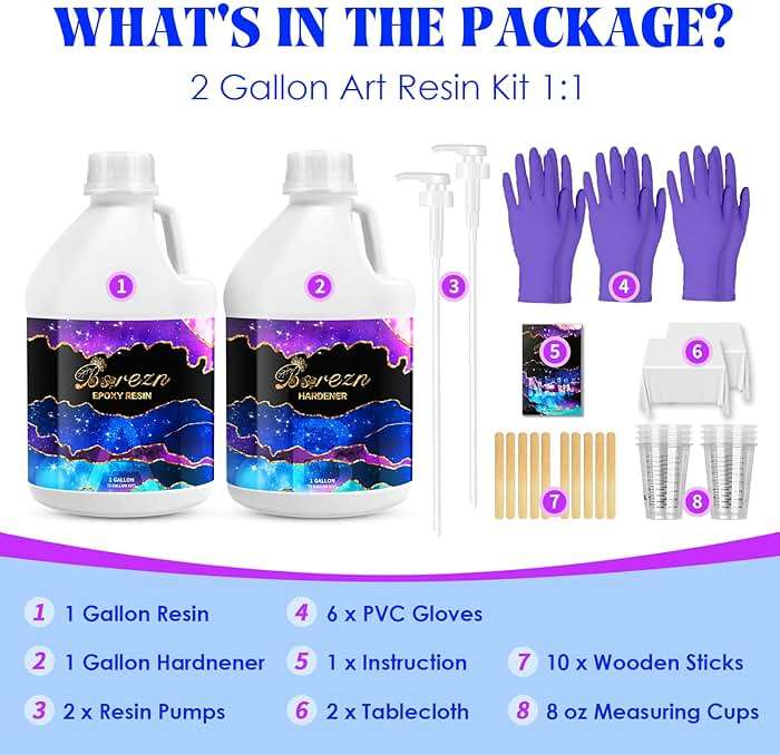 Bsrezn 2 Gallon Epoxy Resin Kit with Pumps – Crystal Clear, Bubble-Free, No Yellowing, Self-Leveling, Mix 1:1 Epoxy Resin for Art, Crafts, Wood, and Resin Molds (1 Gallon x 2) - Image 8
