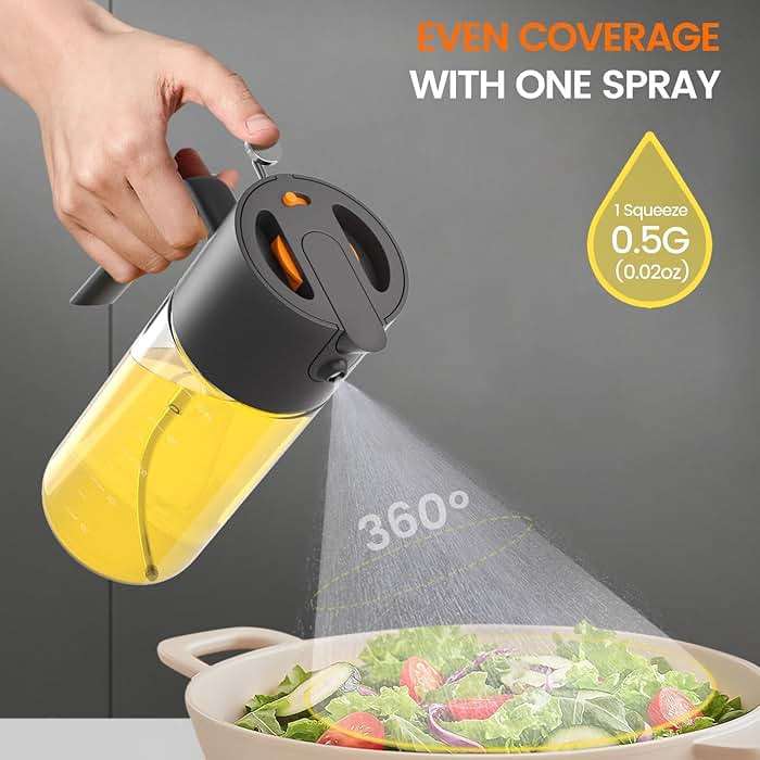 Costop Professional 500ml Glass Oil Sprayer - 3-in-1 Kitchen Tool: Fine Mist, Stream & Pour | Leak-Proof Design for Air Fryer, BBQ & Cooking | BPA-Free - Image 4