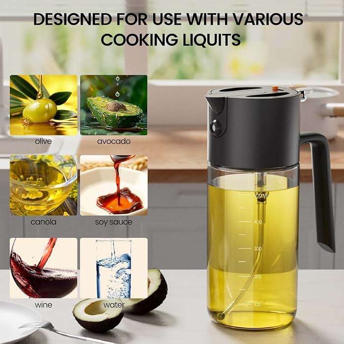 Costop Professional 500ml Glass Oil Sprayer - 3-in-1 Kitchen Tool: Fine Mist, Stream & Pour | Leak-Proof Design for Air Fryer, BBQ & Cooking | BPA-Free - Image 5