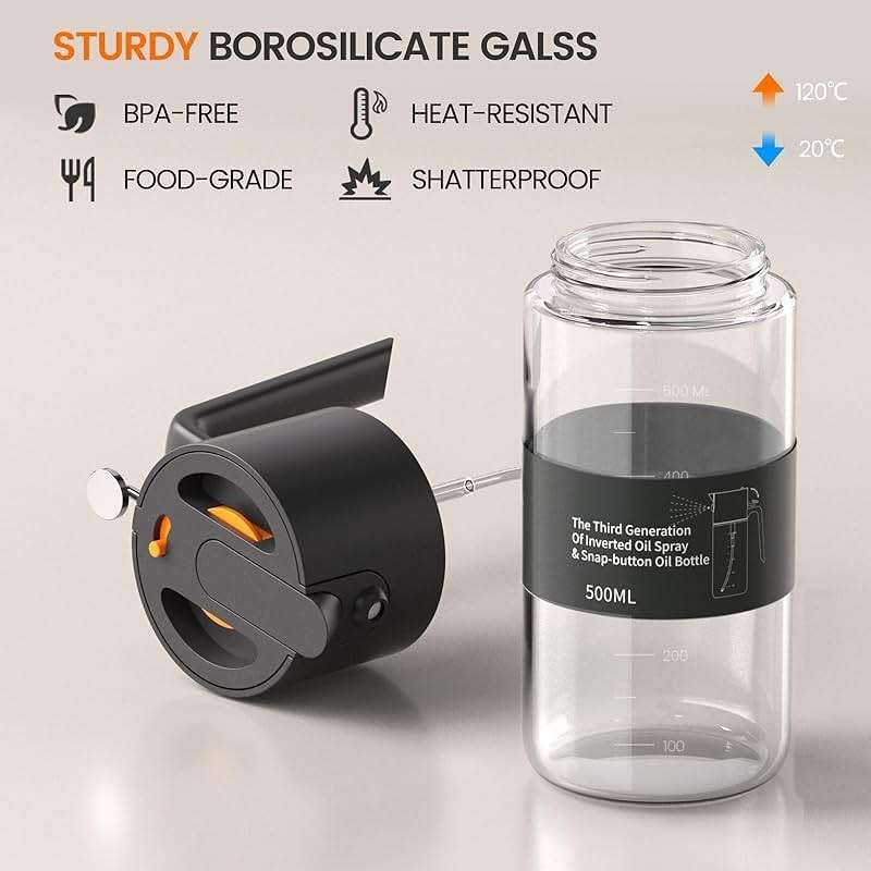 Costop Professional 500ml Glass Oil Sprayer - 3-in-1 Kitchen Tool: Fine Mist, Stream & Pour | Leak-Proof Design for Air Fryer, BBQ & Cooking | BPA-Free - Image 6