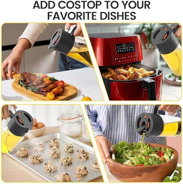 Costop Professional 500ml Glass Oil Sprayer - 3-in-1 Kitchen Tool: Fine Mist, Stream & Pour | Leak-Proof Design for Air Fryer, BBQ & Cooking | BPA-Free - Image 9