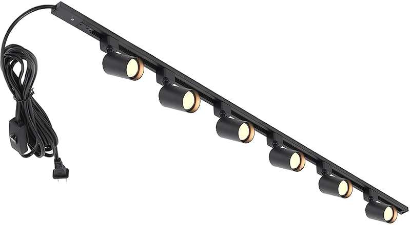Hiiglxii Plug in Track Lighting with Power Cord, 6-Light LED Track Lighting Kit with Track Rail, Modern Kitchen GU10 Track Lighting Fixtures Plug in Ceiling Light with 13FT Plug Cord, Black (No Bulbs) - Image 1