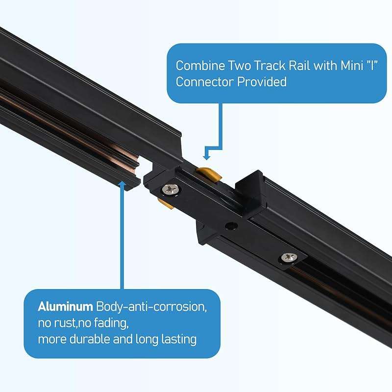 Hiiglxii Plug in Track Lighting with Power Cord, 6-Light LED Track Lighting Kit with Track Rail, Modern Kitchen GU10 Track Lighting Fixtures Plug in Ceiling Light with 13FT Plug Cord, Black (No Bulbs) - Image 6