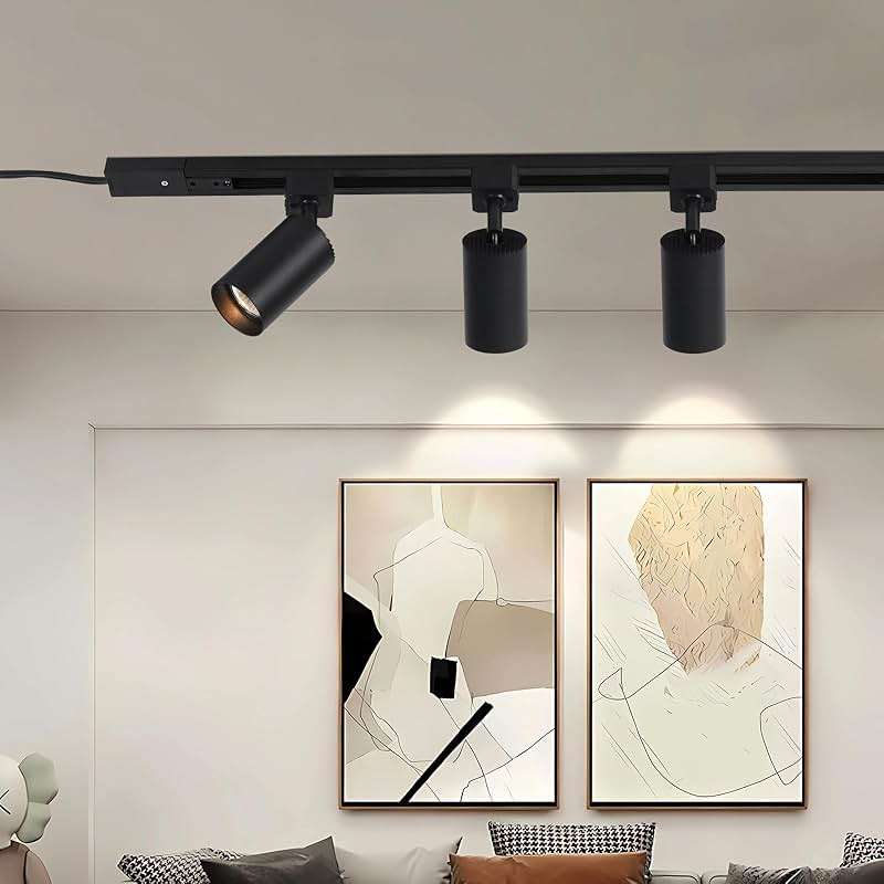 Hiiglxii Plug in Track Lighting with Power Cord, 6-Light LED Track Lighting Kit with Track Rail, Modern Kitchen GU10 Track Lighting Fixtures Plug in Ceiling Light with 13FT Plug Cord, Black (No Bulbs) - Image 7