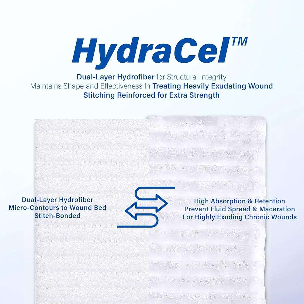 EVERLIT HydraCel Dressing | Sterile Dual-Layer Hydro-Fiber with Stitching | Advanced Extra Absorbent Pad for Heavily Exuding Wound Management | Chronic Wounds & Ulcers - Image 2