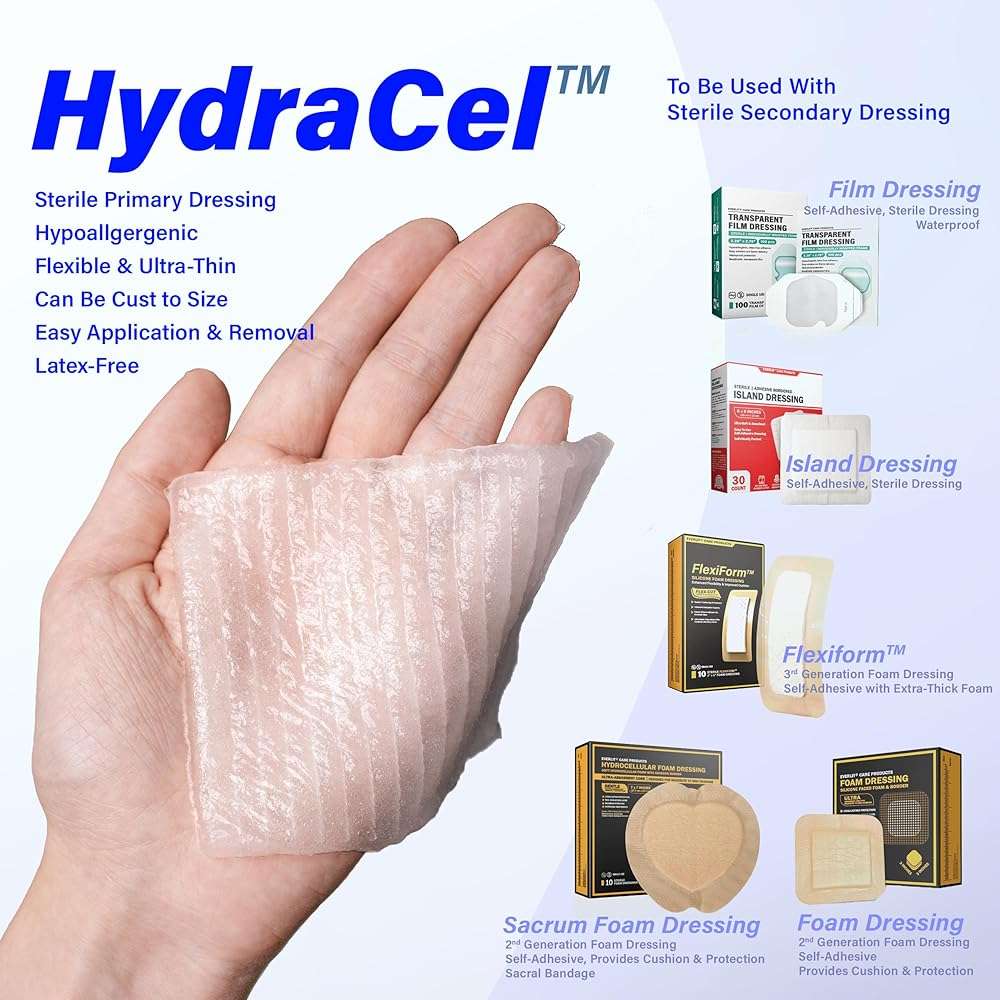 EVERLIT HydraCel Dressing | Sterile Dual-Layer Hydro-Fiber with Stitching | Advanced Extra Absorbent Pad for Heavily Exuding Wound Management | Chronic Wounds & Ulcers - Image 4