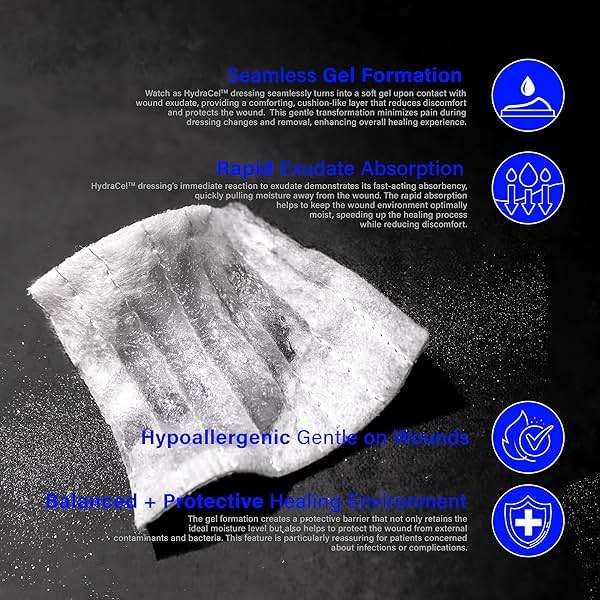 EVERLIT HydraCel Dressing | Sterile Dual-Layer Hydro-Fiber with Stitching | Advanced Extra Absorbent Pad for Heavily Exuding Wound Management | Chronic Wounds & Ulcers - Image 6