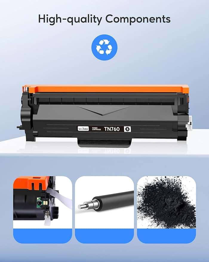 TN760 Toner Cartridges Replacement for Brother Toner TN-730/TN-760 Compatible HL-L2350DW MFC-L2710DW MFC-L2750DW HL-L2395DW HL-L2370DW DCP-L2550DW HL-L2390DW (Black, 2 Pack) - Image 4
