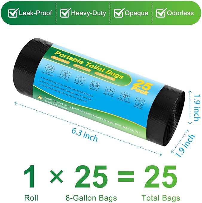Portable Toilet Bags - 8 Gallon Camping Toilet Bags, Biodegradable Travel Potty Bag for Portable Toilet, Thickened Camp Toilet Waste Bags for 5 Gallon Bucket Toilet, Compostable Trash Bags - Image 2