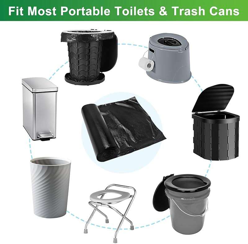 Portable Toilet Bags - 8 Gallon Camping Toilet Bags, Biodegradable Travel Potty Bag for Portable Toilet, Thickened Camp Toilet Waste Bags for 5 Gallon Bucket Toilet, Compostable Trash Bags - Image 5
