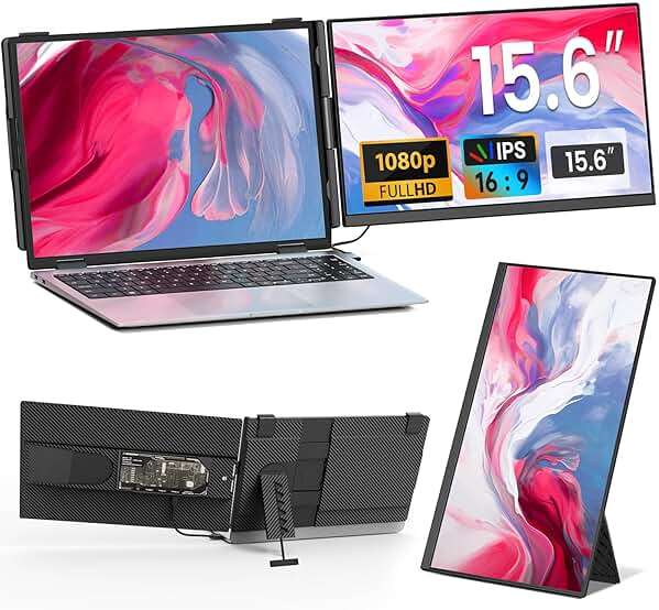 Cevaton Laptop Screen Extender - 15.6" FHD 1080P Portable Monitor for Laptop, Detachable & Plug and Play Dual Monitor Extender for 13"-17.3" Laptops, Compatible with Wins/Mac/Android/Chrome - Image 1
