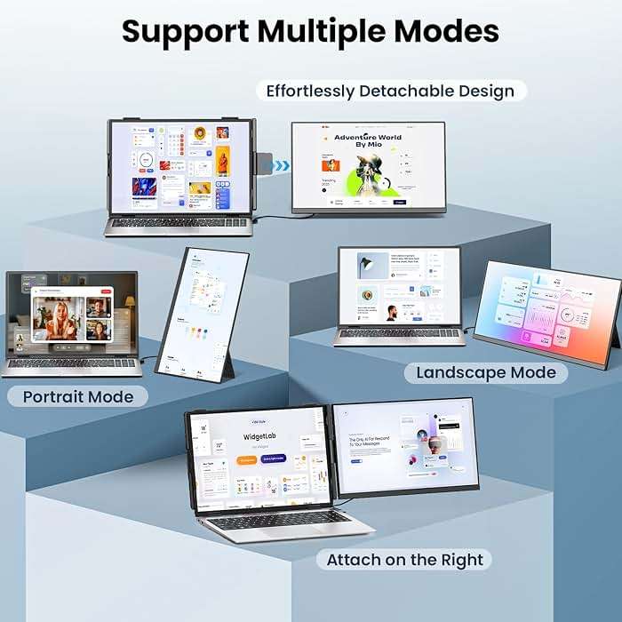 Cevaton Laptop Screen Extender - 15.6" FHD 1080P Portable Monitor for Laptop, Detachable & Plug and Play Dual Monitor Extender for 13"-17.3" Laptops, Compatible with Wins/Mac/Android/Chrome - Image 3