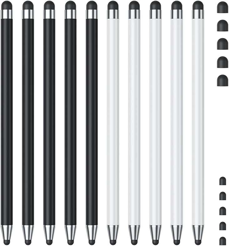 Stylus (10Pcs), Stylus Pen for Touchscreen, High Precision and Sensitivity Stylus Pen for iPad/iPhone/Samsung/Android Smartphone and Tablets, Compatible with All Capacitive Touch Screen (Black/White) - Image 1