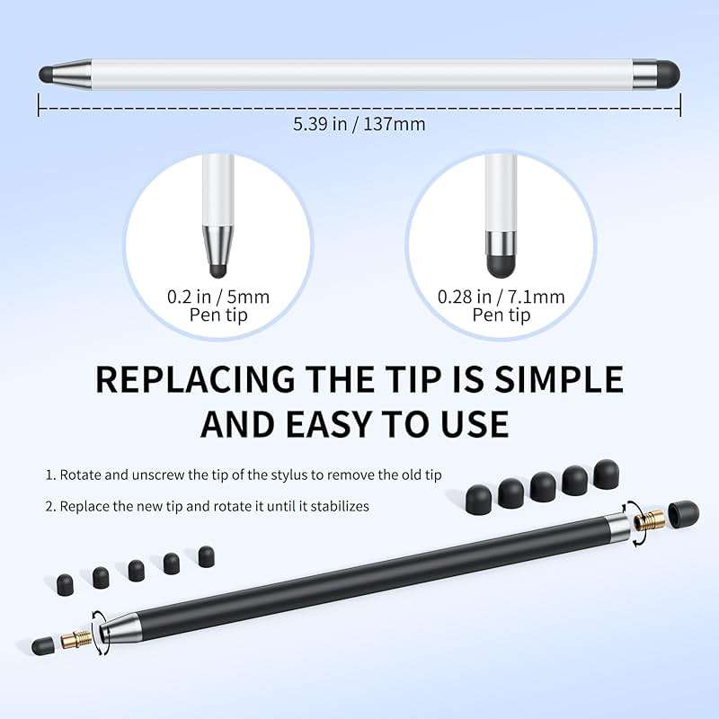 Stylus (10Pcs), Stylus Pen for Touchscreen, High Precision and Sensitivity Stylus Pen for iPad/iPhone/Samsung/Android Smartphone and Tablets, Compatible with All Capacitive Touch Screen (Black/White) - Image 5