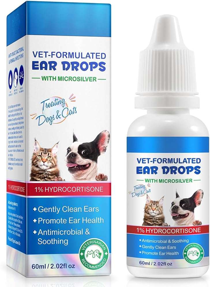 Redshine Ear Drops for Cats & Dogs-Dog Ear Infection Medication-Ear Mites Treatment-Dog Yeast Soothing Cleansing with 1% Hydrocortisone-Clean Pet Earwax-Mild and Effective (60ml) - Image 1