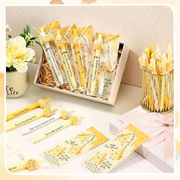 Sayglossy 20 Set Emotional Gift Bulk Support Cheese Ballpoint Pen Mini Positive Cheese Inspirational Bookmark Cards Halloween Party Favor for Student Teacher Employee Coworker Staff Medical Assistant - Image 2