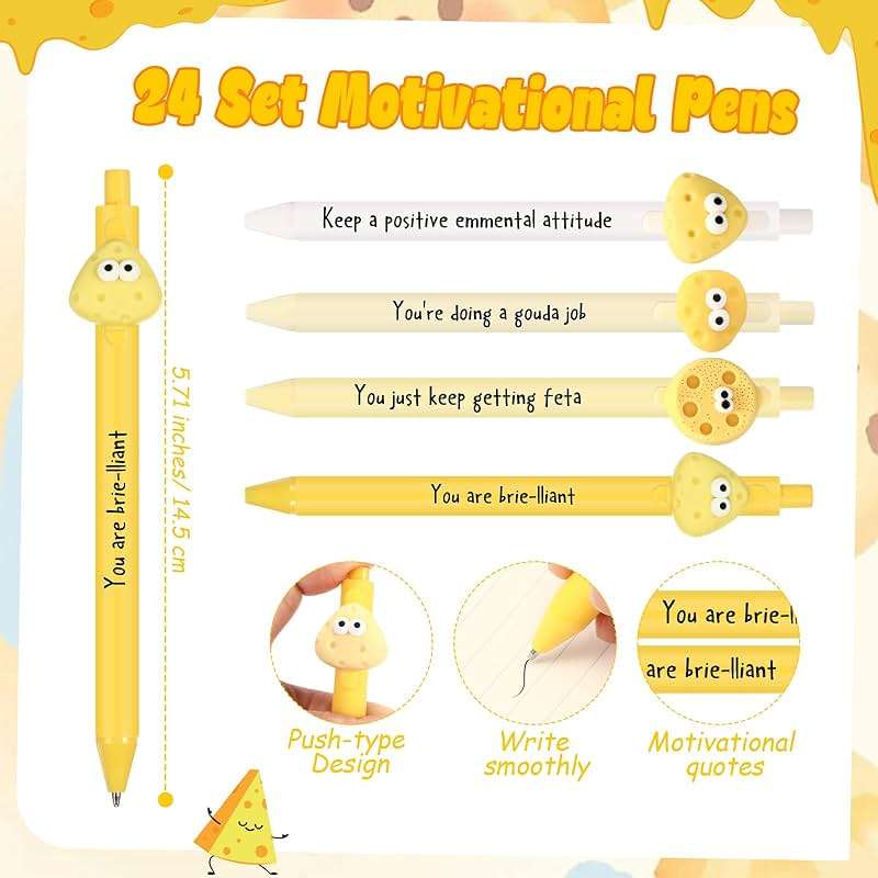 Sayglossy 20 Set Emotional Gift Bulk Support Cheese Ballpoint Pen Mini Positive Cheese Inspirational Bookmark Cards Halloween Party Favor for Student Teacher Employee Coworker Staff Medical Assistant - Image 3