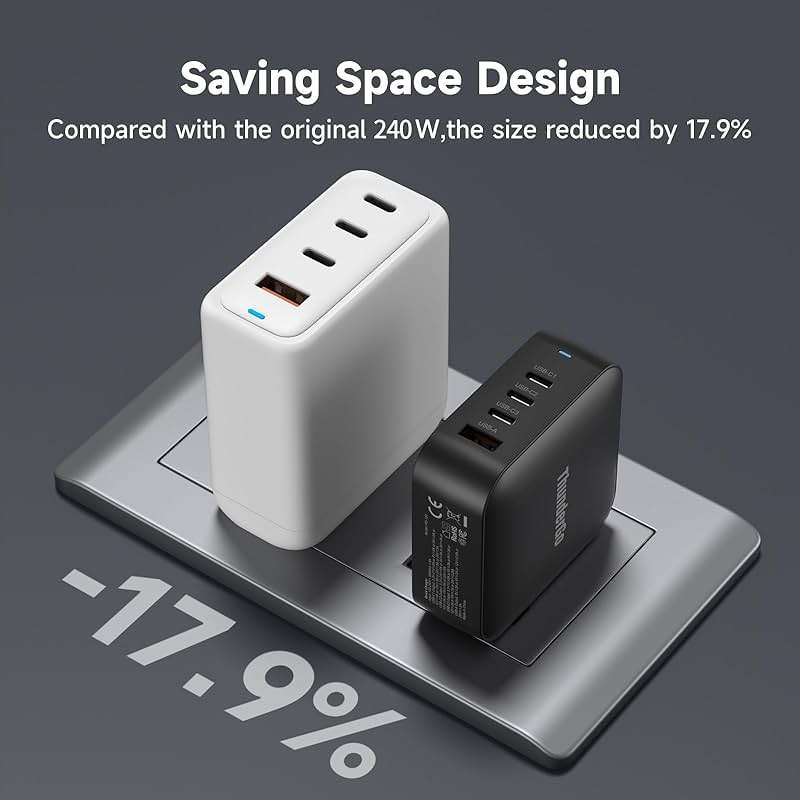 240W GaN Charger, 4-Port USB C Fast Charging Station with 140W Max PD 3.1 Port, Compact Travel Wall Adapter for MacBook Pro/Air M3/M2/M1, Laptops, iPhone 15/14, Galaxy S24/S23, iPad, Steam Deck - Image 5