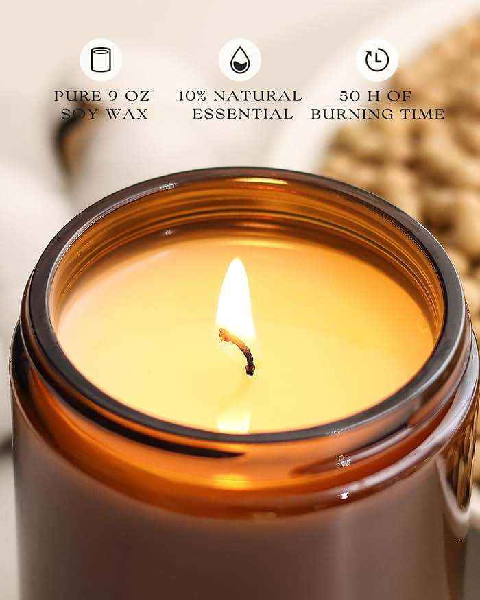 AOOVOO Scented Candles - 4PC Candle Set, 36 oz Soy Candles, Soy Candle for Home Scented, Lavender/Vanilla/Eucalyptus/Sage - Image 3