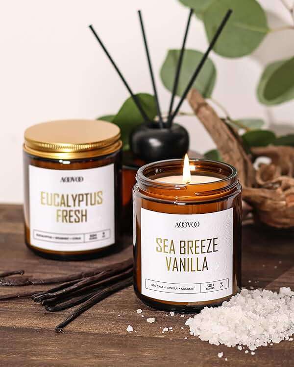 AOOVOO Scented Candles - 4PC Candle Set, 36 oz Soy Candles, Soy Candle for Home Scented, Lavender/Vanilla/Eucalyptus/Sage - Image 6