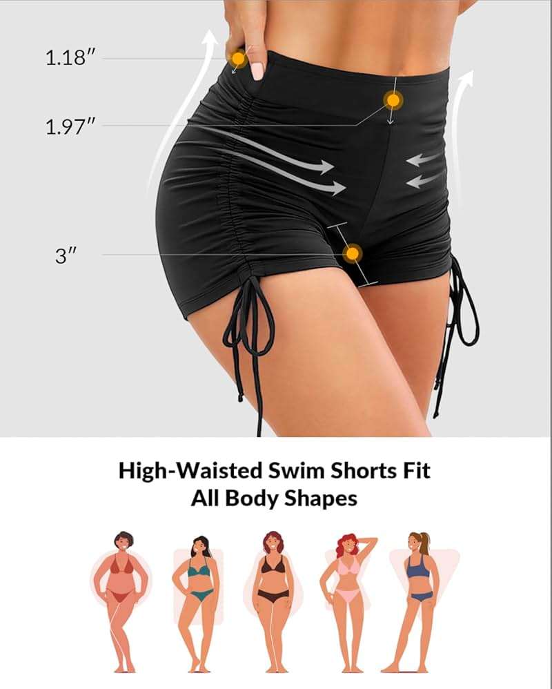 Yonique Women Swim Shorts High Waisted Swimsuit Shorts Tummy Control Bathing Suit Bottom Plus Size Boyshorts - Image 3