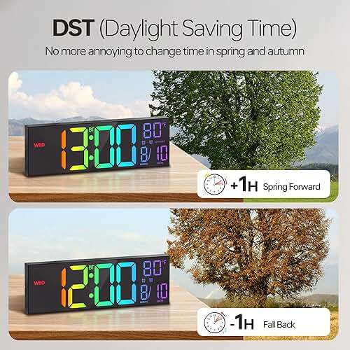 JALL 16.2" Large Digital Wall Clock with Bluetooth Sync, RGB Digital Clock Large Display with Auto DST, Wall Clock for Classroom Bedroom Gym Office, Led Clock for Seniors (Black) - Image 7