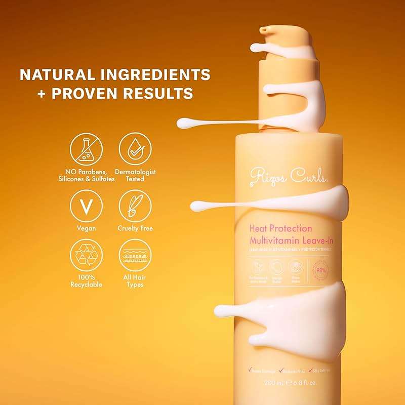 Rizos Curls Multivitamin Leave-In Heat Protection Up to 450°F – Strengthen, Repair & Add Shine to Straight, Wavy, Curly, Coily Hair Types 1a–4c – Sulfate & Paraben Free - Image 9