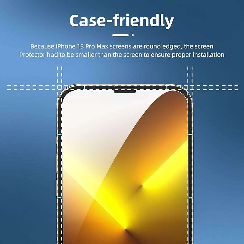 NEW'C 3x for iPhone 13 Pro Max Screen Protector (6.7 inches)+ 3x Camera Lens Protector, Sensor Protection + Dust Plug - Case Friendly Tempered Glass Film, Ultra Resistant - Image 6