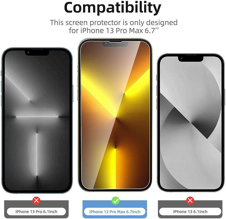 NEW'C 3x for iPhone 13 Pro Max Screen Protector (6.7 inches)+ 3x Camera Lens Protector, Sensor Protection + Dust Plug - Case Friendly Tempered Glass Film, Ultra Resistant - Image 7