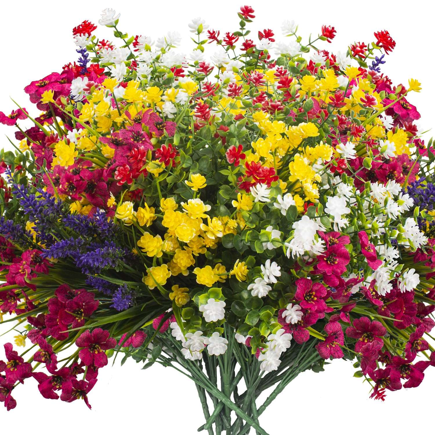Grunyia 20 Bundles Artificial Flowers for Outdoors, UV Resistant Fake Plants, Faux Plastic Flowers for Home, Window Box, Porch, Indoor, Cemetery, Fall, Summer Decor - Image 1
