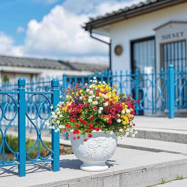 Grunyia 20 Bundles Artificial Flowers for Outdoors, UV Resistant Fake Plants, Faux Plastic Flowers for Home, Window Box, Porch, Indoor, Cemetery, Fall, Summer Decor - Image 2
