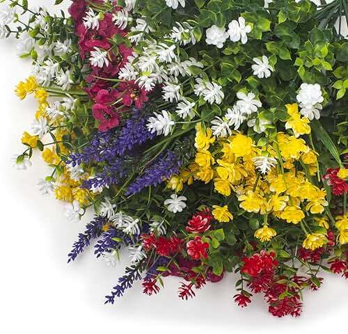 Grunyia 20 Bundles Artificial Flowers for Outdoors, UV Resistant Fake Plants, Faux Plastic Flowers for Home, Window Box, Porch, Indoor, Cemetery, Fall, Summer Decor - Image 4