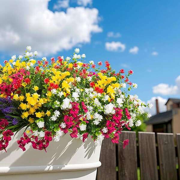 Grunyia 20 Bundles Artificial Flowers for Outdoors, UV Resistant Fake Plants, Faux Plastic Flowers for Home, Window Box, Porch, Indoor, Cemetery, Fall, Summer Decor - Image 6