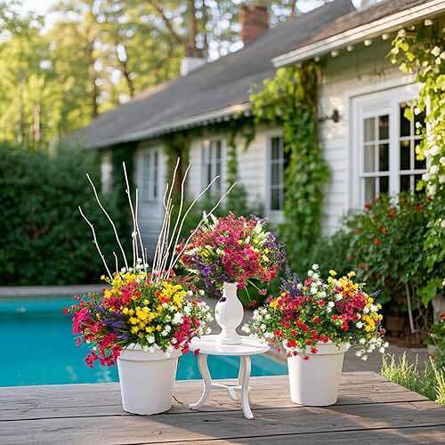 Grunyia 20 Bundles Artificial Flowers for Outdoors, UV Resistant Fake Plants, Faux Plastic Flowers for Home, Window Box, Porch, Indoor, Cemetery, Fall, Summer Decor - Image 7
